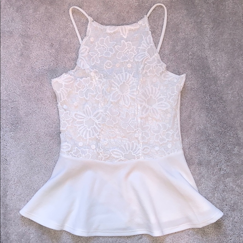 White lace peplum top!!